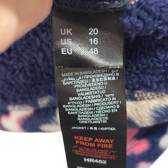 Julipa Butterfly Fleece Navy Blue Pink Jacket Women's Size 16 NWT - Picture 8 of 13